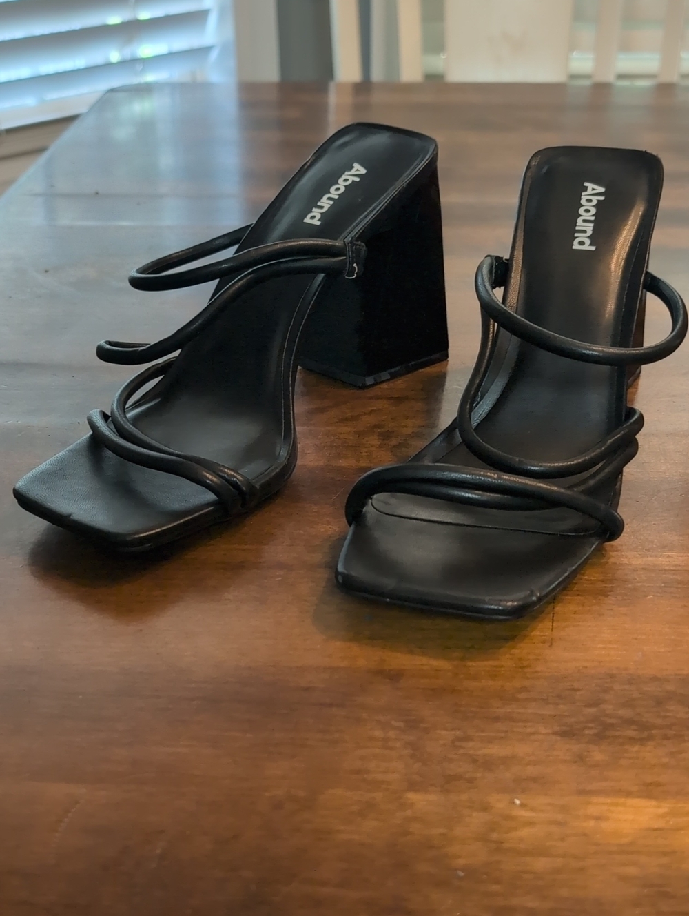 Abound Black Triple-Strap Block Heel Sandals